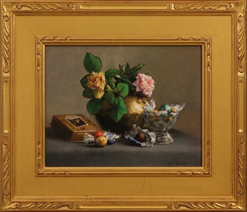 © Holly Hope Banks, Roses and Chocolates, oil painting